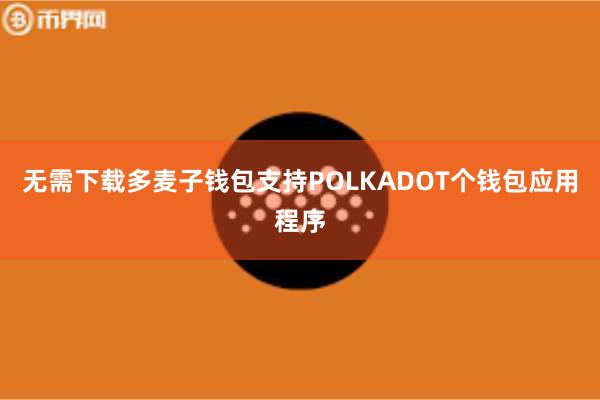无需下载多麦子钱包支持POLKADOT个钱包应用程序